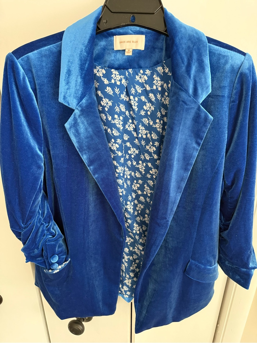Skies Are Blue Royal Blue Velvet Blazer